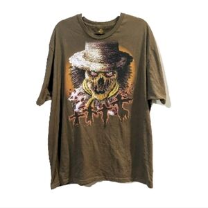 Halloween Scary Scarecrow Gothic Haunted Brown Crewneck Graphic T-Shirt Mens 2XL